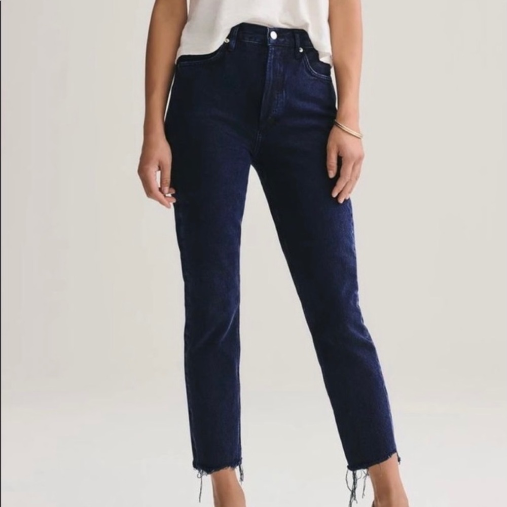 AGOLDE High-Rise Straight Leg Jeans in Deep Indigo